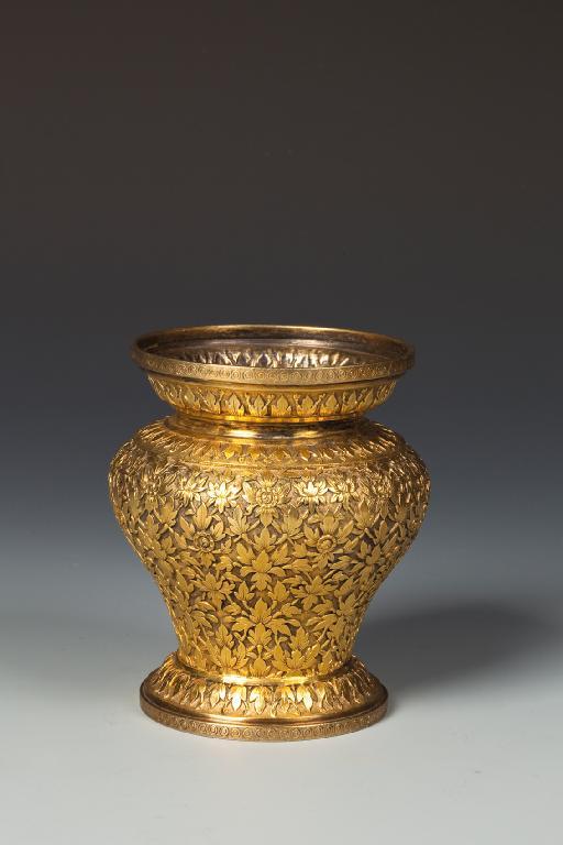 Appraisal: A CHINESE SILVER-GILT VASE of baluster form chased and repouss