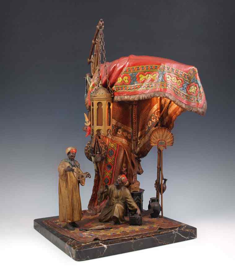 Appraisal: A FINE ORIENTALIST BRONZE FIGURAL LAMP BY ANTON CHOTKA Austrian