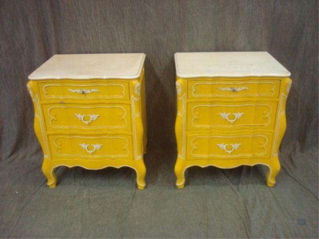 Appraisal: Pair of Yellow Painted Commodes From a Long Island home