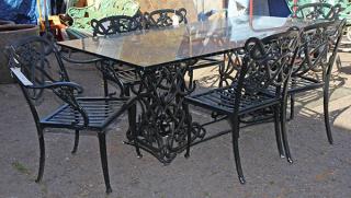 Appraisal: lot of Outdoor dining suite each having a painted surface