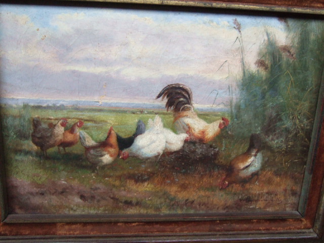 Appraisal: Jef Louis van Leemputen - Poultry in a meadow oil