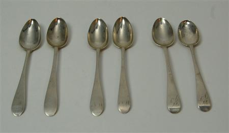 Appraisal: Unattributed - a matched set of six Scottish provincial teaspoons