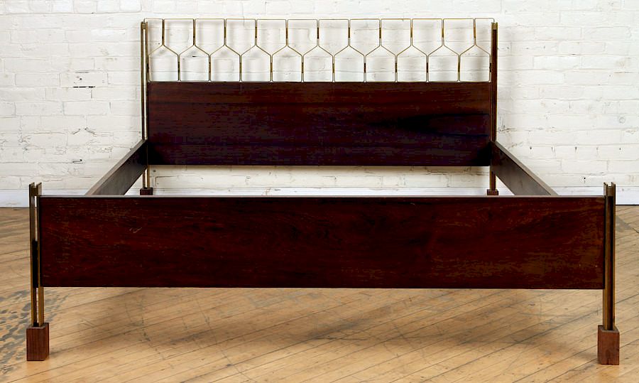 Appraisal: ITALIAN ROSEWOOD BRONZE QUEEN SIZE BED C An Italian rosewood