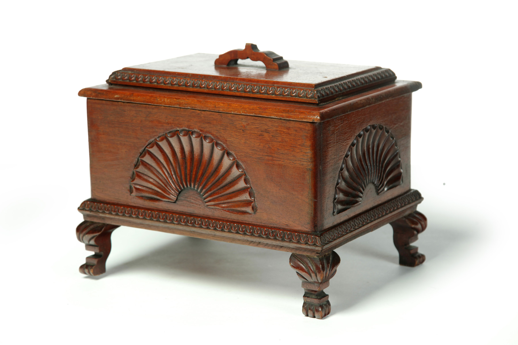 Appraisal: CHIPPENDALE-STYLE HINGED LID DOCUMENT BOX American nd half- th century