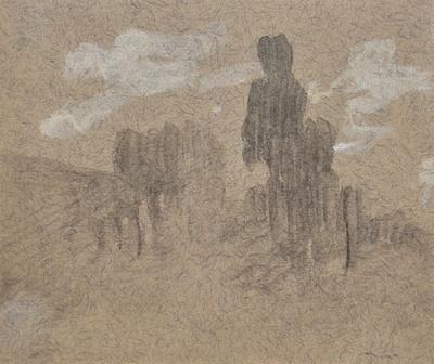 Appraisal: Attr Luigi Loir French - Drawing in charcoal with white