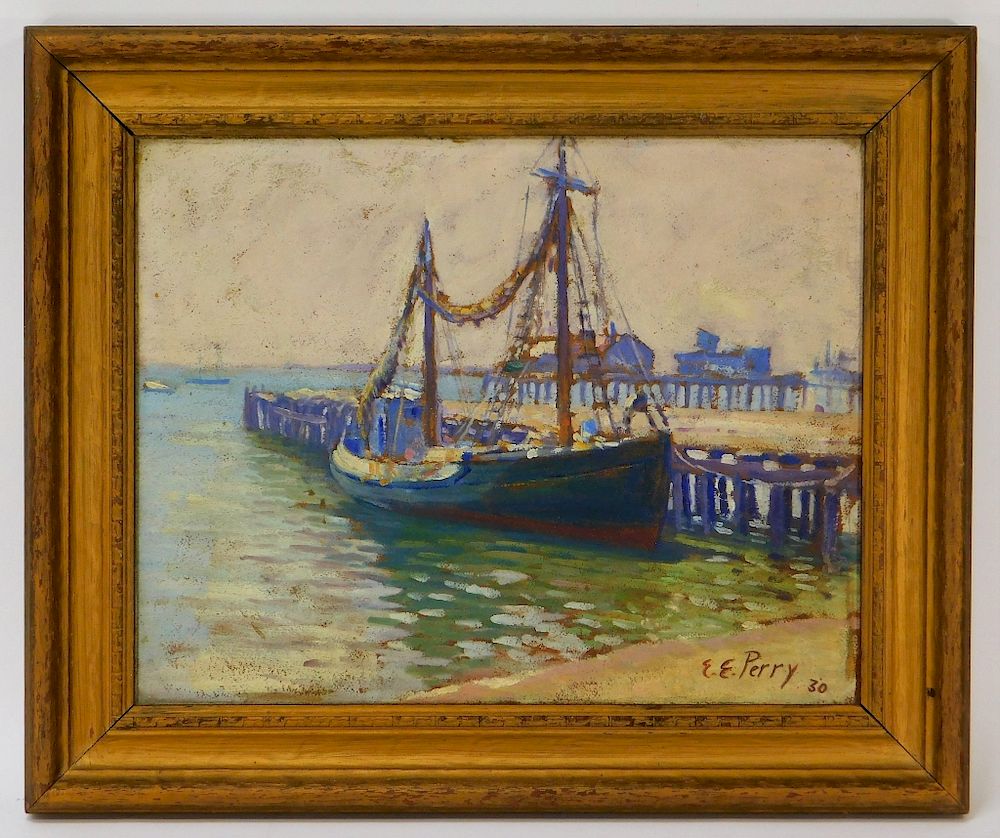 Appraisal: Ernest Perry Provincetown Harbor Seascape Painting Ernest Elwood Perry Massachusetts