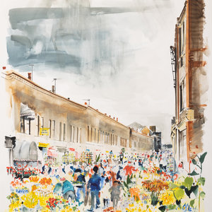 Appraisal: Edna Lumb English - Columbia Road Flower Market n d