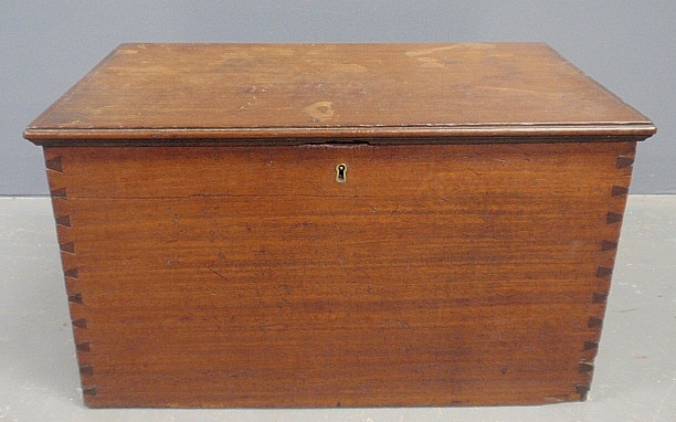 Appraisal: - Mahogany storage chest c with dovetailed construction h x