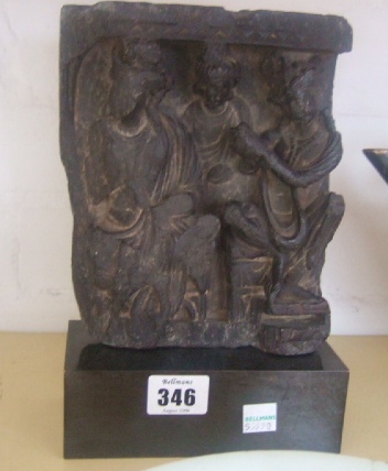 Appraisal: A grey Schist frieze Gandhara rd - th Century depicting