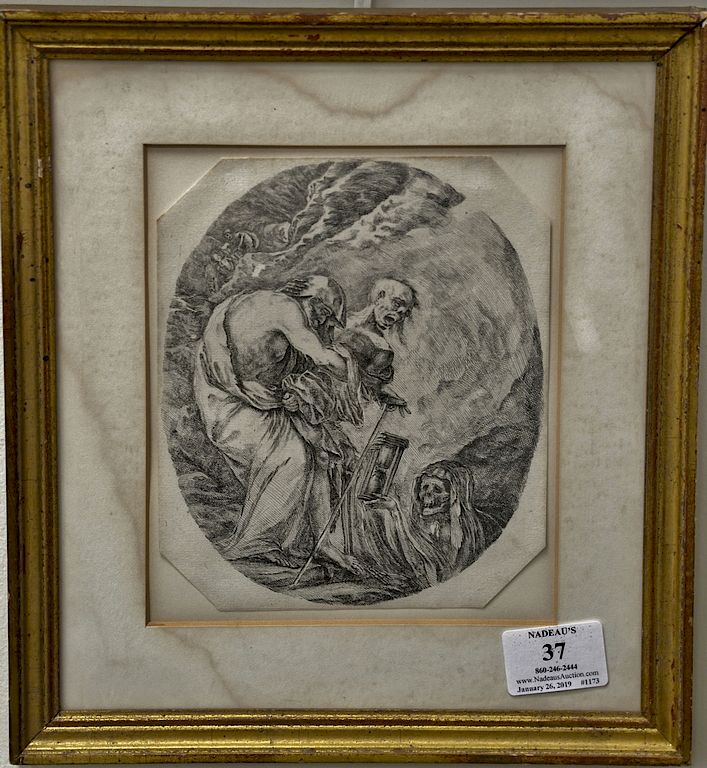 Appraisal: Stefano Della Bella - engraving Old Man with death man