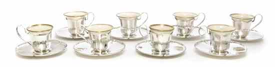 Appraisal: A Set of Eight American Arts Crafts Sterling Silver Demitasse