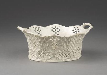 Appraisal: STAFFORDSHIRE SALTGLAZE CHESTNUT BASKET CIRCA - The basket-molded sides pierced