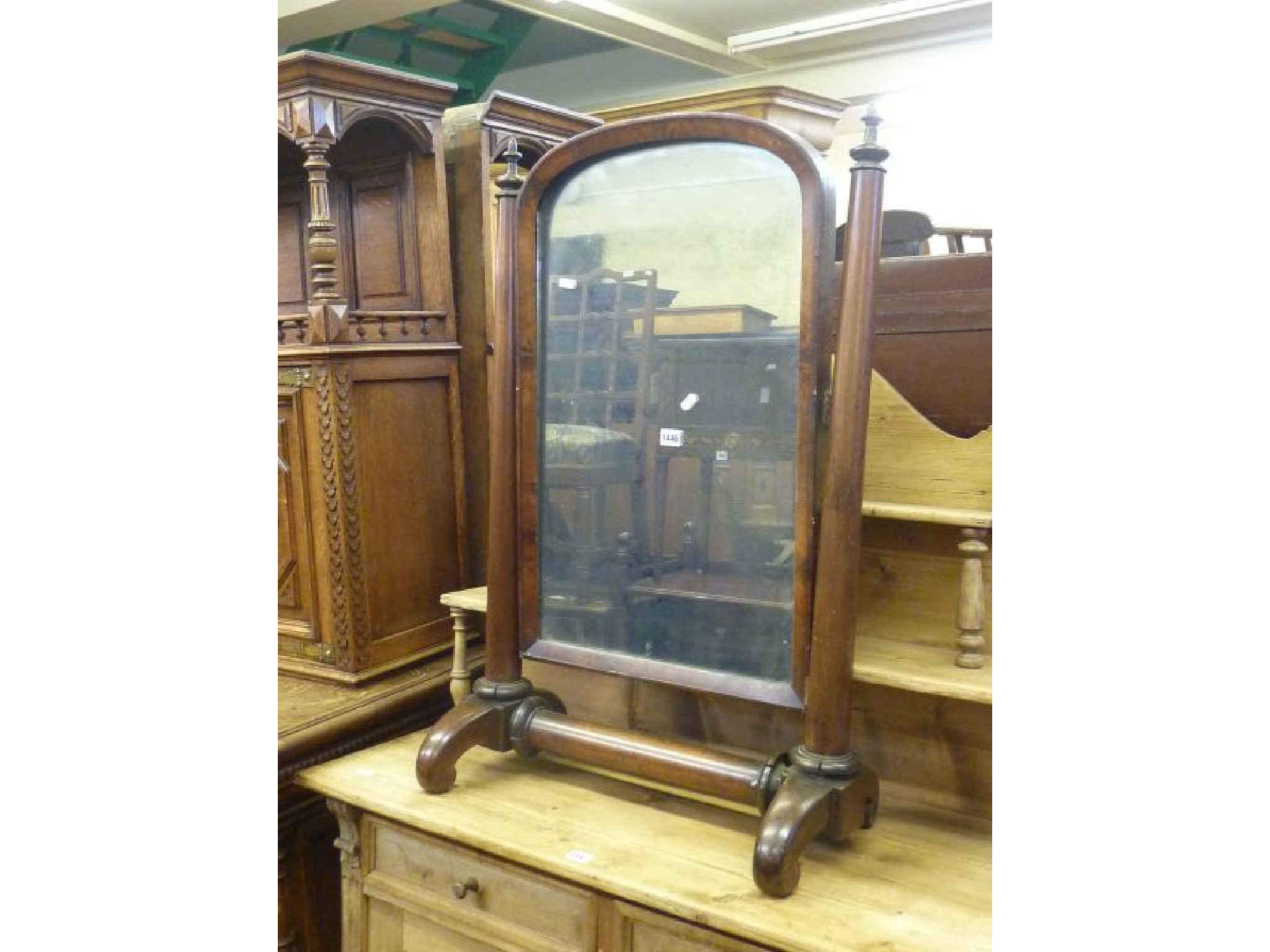 Appraisal: A Victorian mahogany toilet mirror of large dimensions the arched