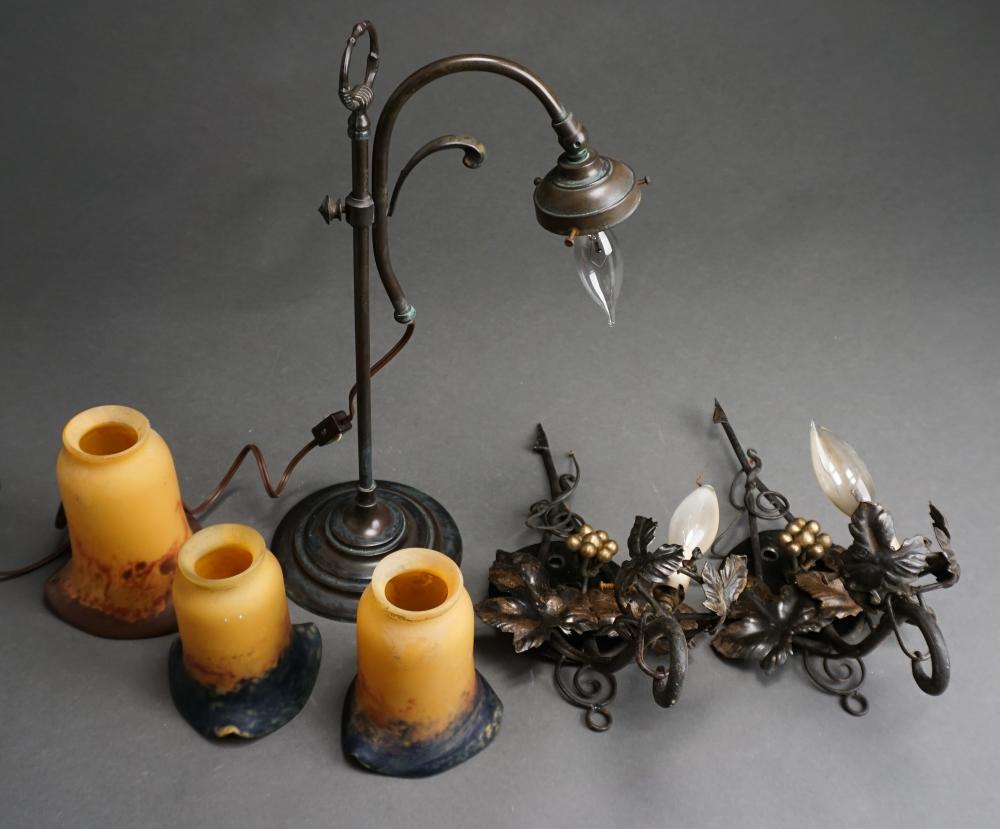 Appraisal: Pair of Art Nouveau Patinated Metal Wall Sconces with Pair