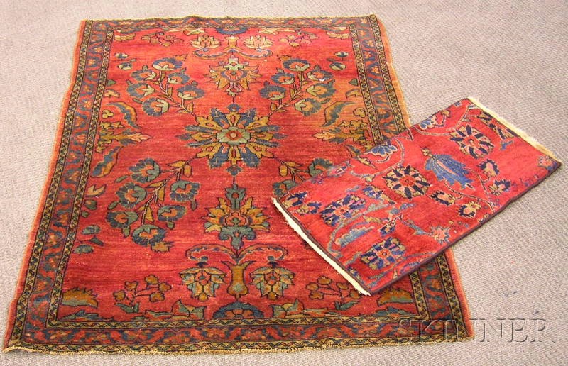 Appraisal: Lillihan Rug and a Kashan Carpet Fragment th century ft