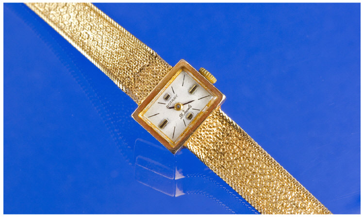 Appraisal: ct Gold Ladies Rotary Wristwatch Manual Wind Square Silvered Dial