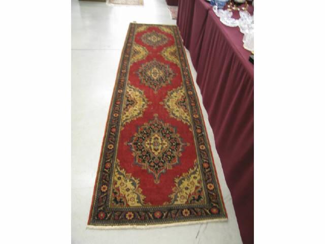 Appraisal: Tabriz Persian Handmade Runner floral medallions on red ' x