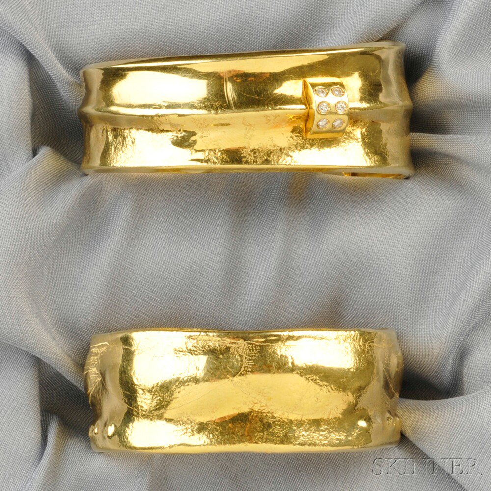 Appraisal: Two kt Gold Bracelets Misani each designed as a textured