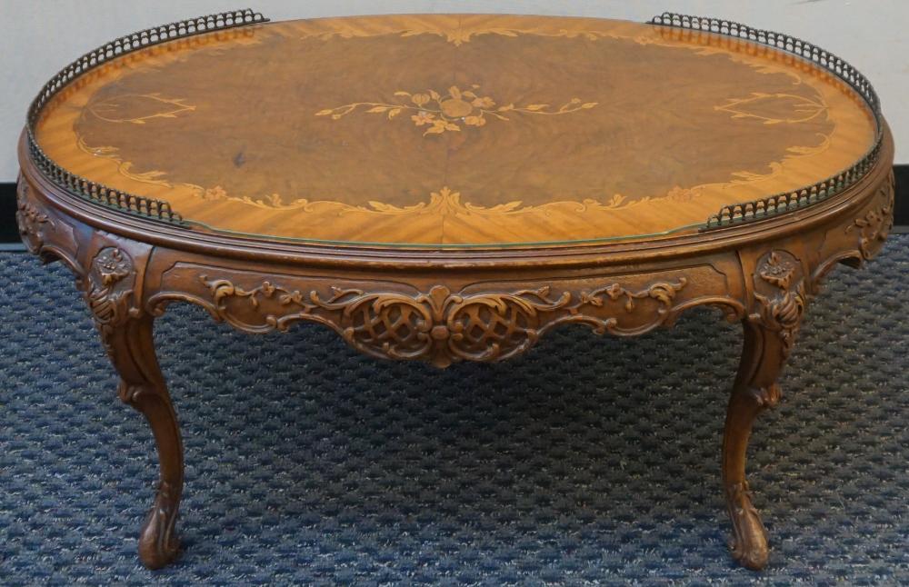 Appraisal: Art Nouveau Style Marquetry Walnut Coffee Table x x in