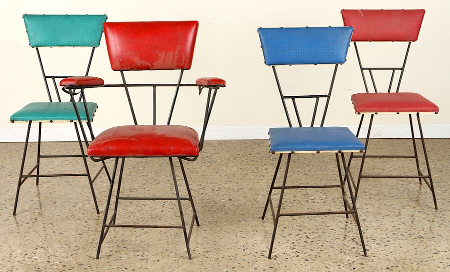 Appraisal: SET MID CENTURY MODERN IRON CHAIRS A set of four