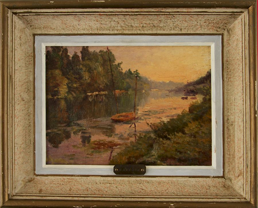 Appraisal: MAURAND BOAT ON RIVER OIL ON CANVAS SIGNED Maurand French