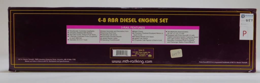 Appraisal: MTH SANTA FE E- ABA DIESEL ENGINE TRAIN SET Item