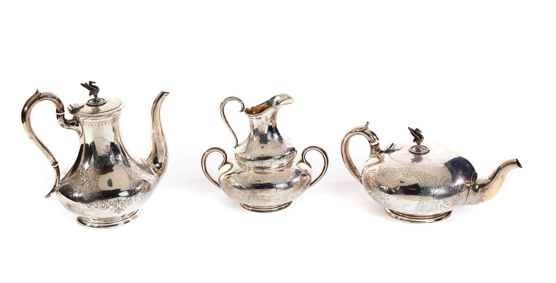 Appraisal: FOUR PIECE ENGLISH SILVER TEA SET Hall marks for Birmingham