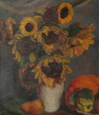 Appraisal: John Koch American - Still life of Sunflowers Oil on