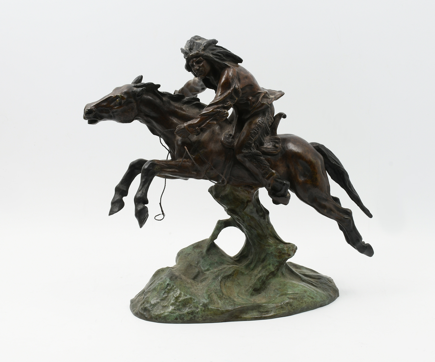 Appraisal: INDIAN WARRIOR ON HORSEBACK BRONZE SIGNED BOFILL '' in height