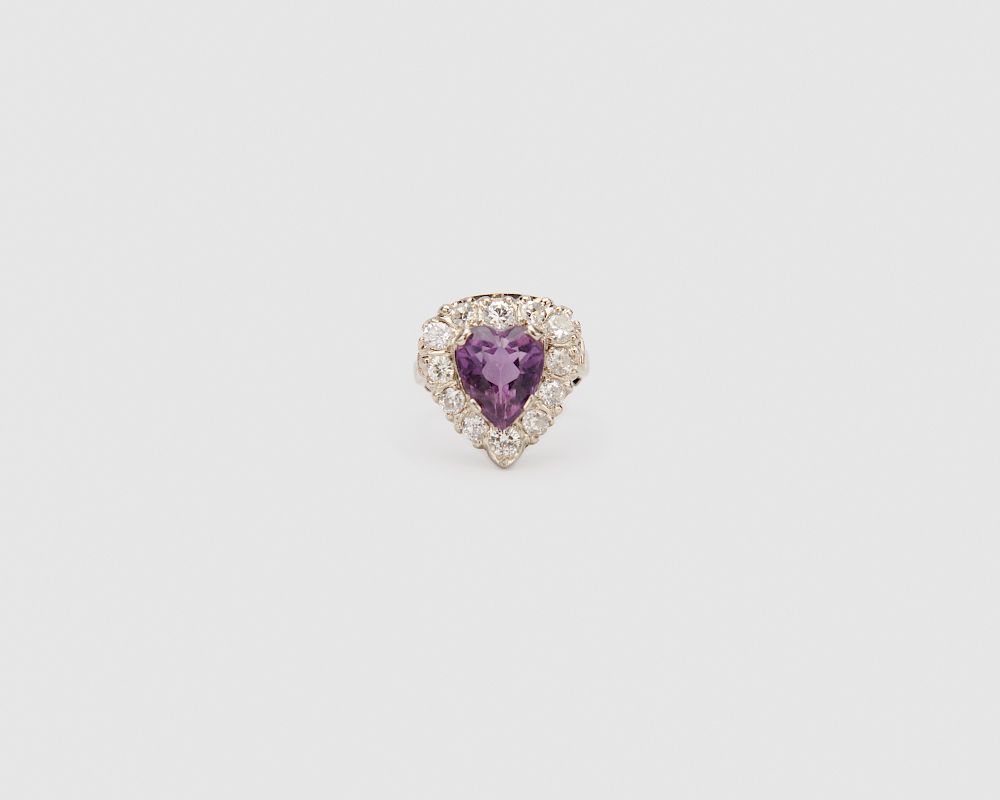 Appraisal: Platinum Amethyst and Diamond Ring Platinum Amethyst and Diamond Ring