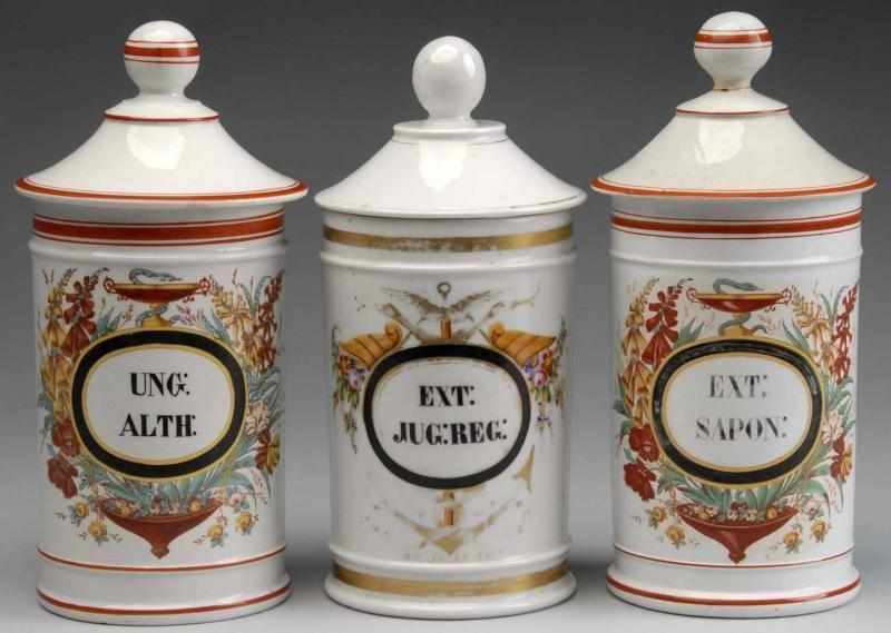 Appraisal: Lot of French Porcelain Apothecary Display Jars Description Circa to