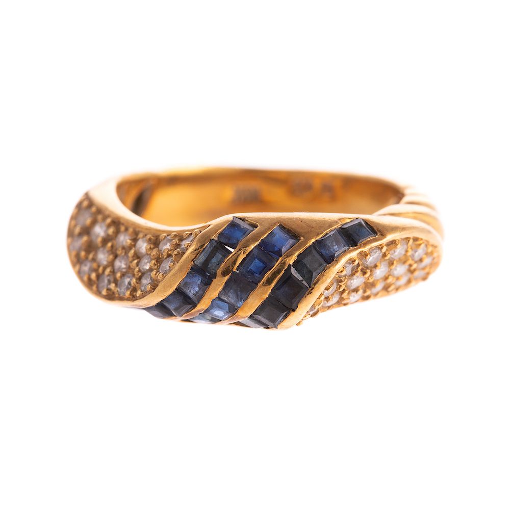 Appraisal: A Sapphire and Diamond Ring in Gold K yellow gold