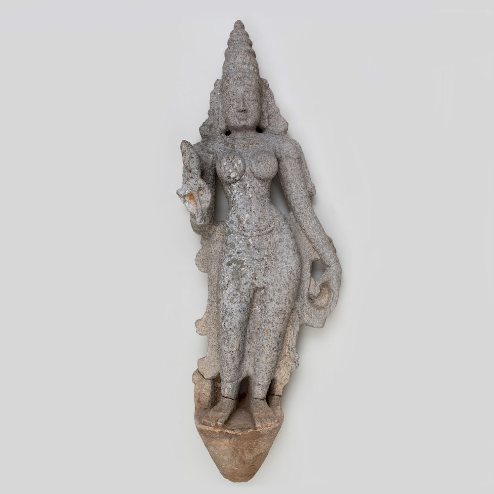 Appraisal: Indian Grey Granite Figure of Bhudevi x x in Note