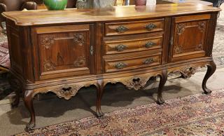 Appraisal: Louis XV style carved rosewood sideboard Louis XV style carved