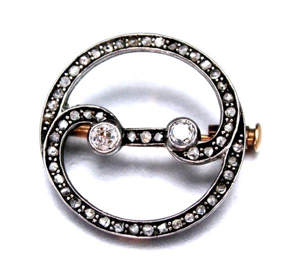 Appraisal: K STERLING ANTIQUE CIRCLE PIN Early Victorian K yellow gold