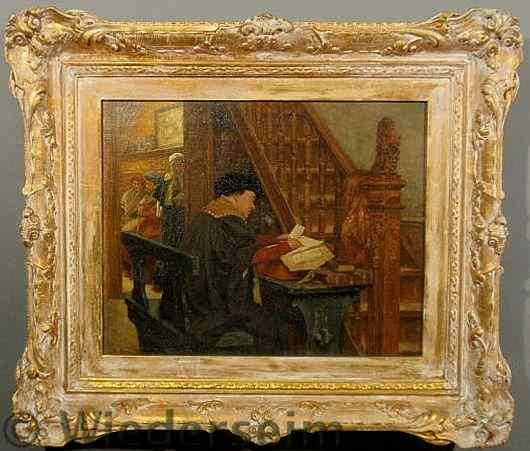 Appraisal: Boom Charles Belgian - oil on canvas interior scene Quiet