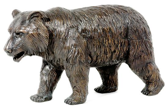 Appraisal: Bronzed metal bear sculpture depicting walking beast H L