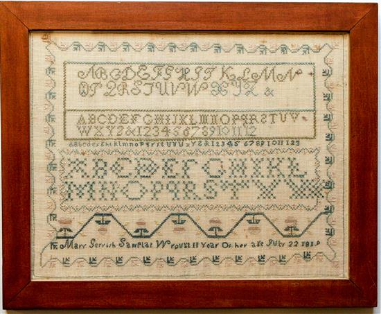 Appraisal: Sale Lot An American Sampler early th century dated framed