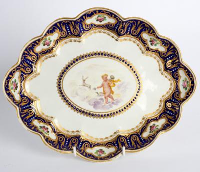 Appraisal: A Derby lobed oval dish circa painted to the centre