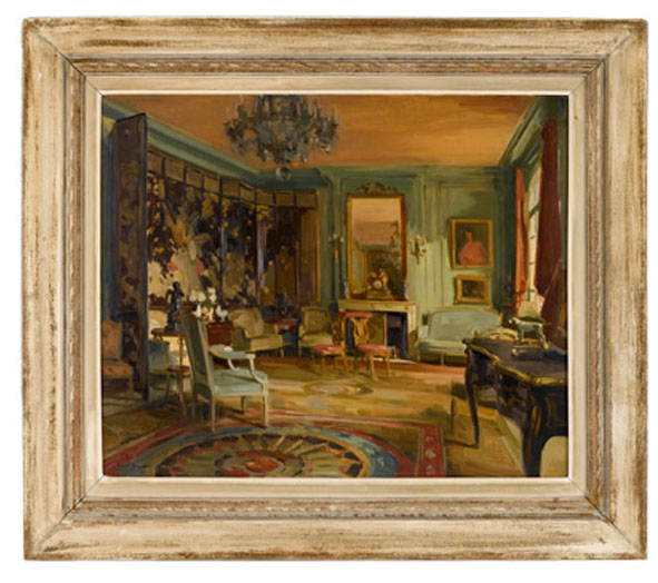 Appraisal: Paul Jean Hugues French - c interior with blue chair