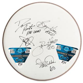 Appraisal: REO Speedwagon Autographed Drum-Head From the Summer tour a drum-head