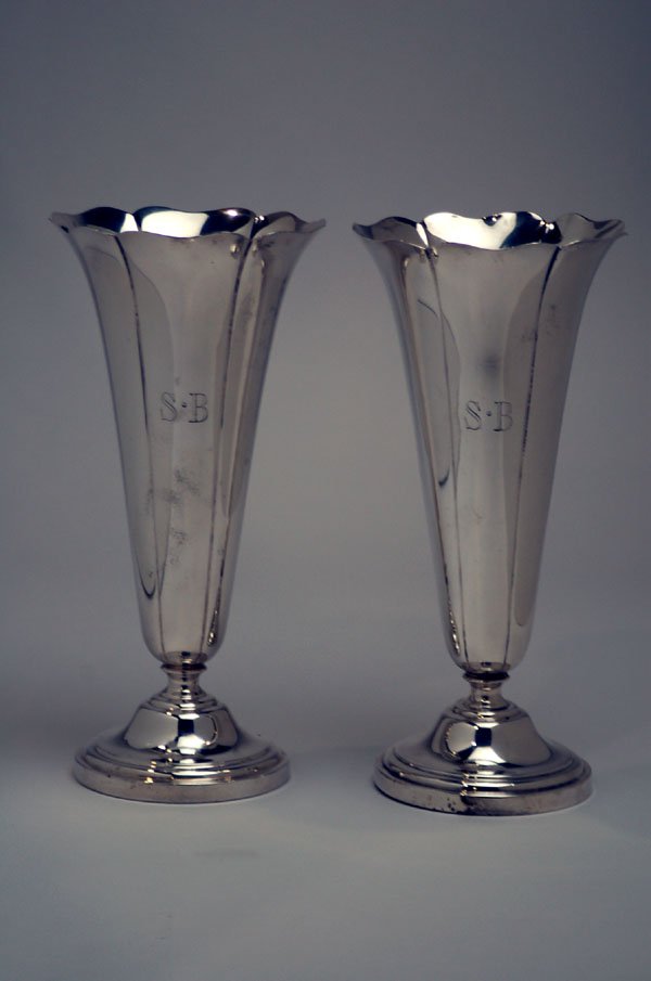 Appraisal: Pair of Watson Company sterling silver lily-shaped vases circa 's