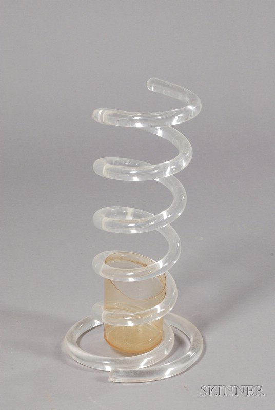 Appraisal: Art Deco Umbrella Stand Lucite Composed of a tubular-form spiral