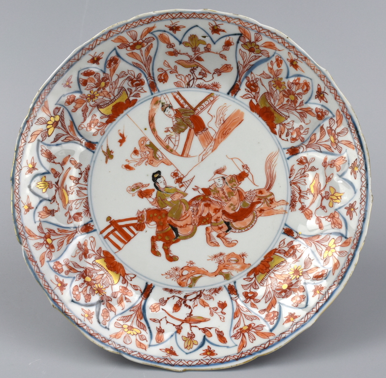 Appraisal: CHINESE IRON-RED PLATE W HUNTING SCENE KANGXI P This Kangxi