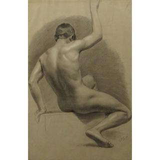 Appraisal: th Century Pencil drawing with white highlights on tan paper