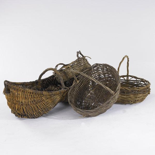 Appraisal: FOUR GATHERING BASKETS Various sizes th th C Largest x