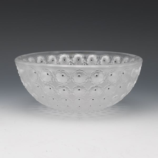 Appraisal: LALIQUE NEMOURS BOWL x Heavy crystal centerpiece bowl decorated in