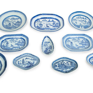 Appraisal: A Collection of Chinese Export Blue and White Canton Porcelain