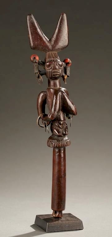 Appraisal: Yoruba Shango staff th c A Shango staff with beads