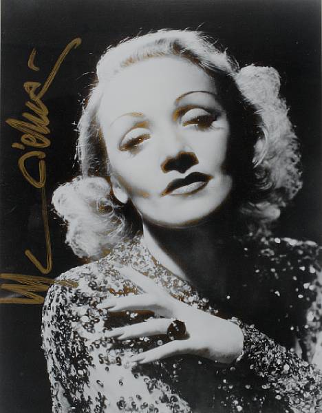 Appraisal: A Marlene Dietrich signed black and white photograph s A